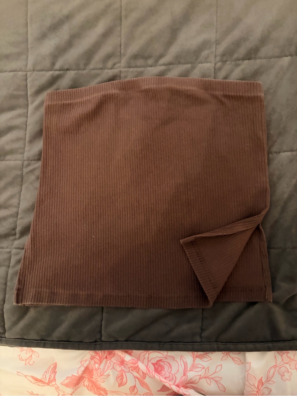 Brown Ribbed Tube Top